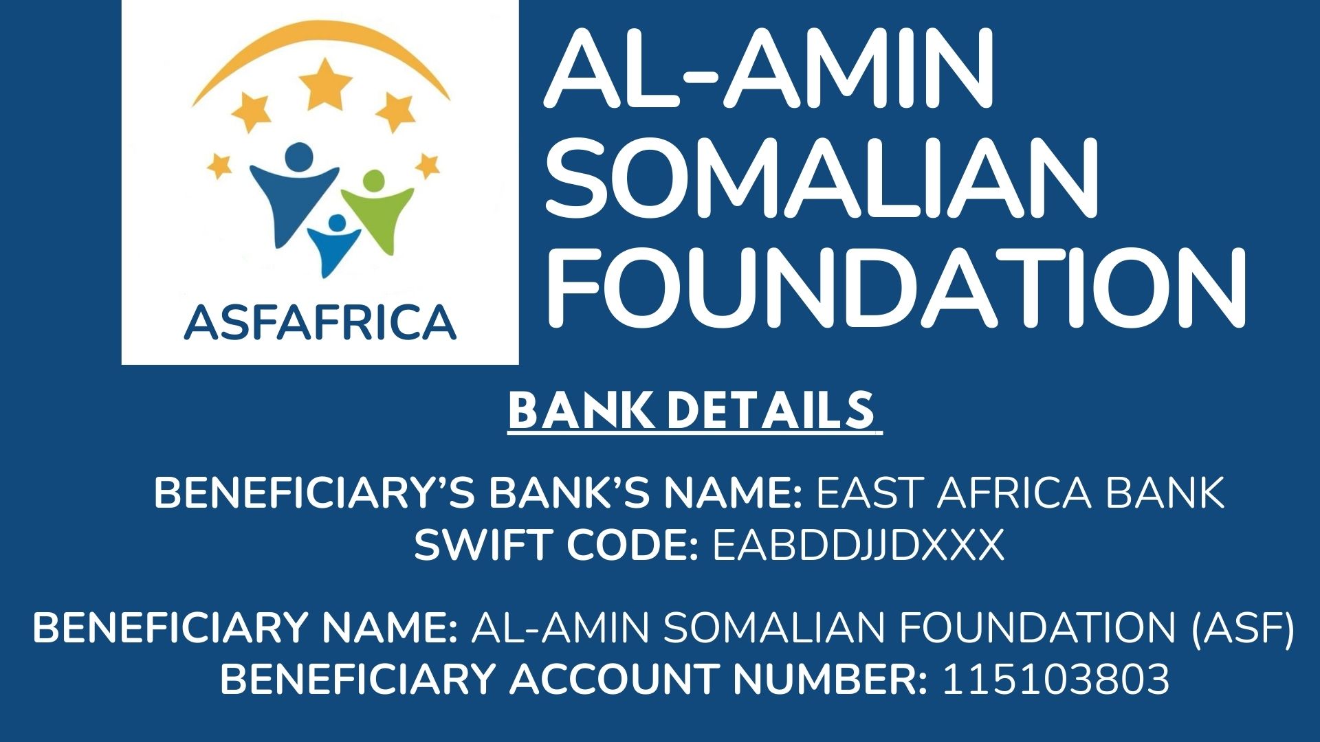 ASFAFRICA Bank Details ASFAFRICA Bank Details